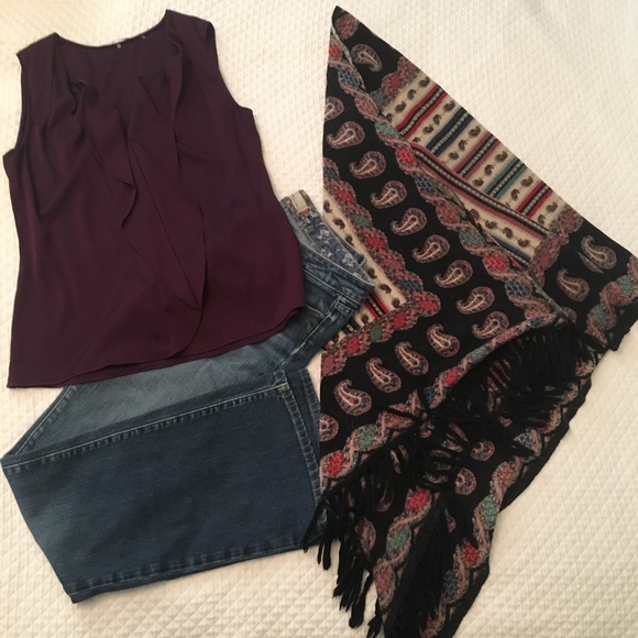 Anthropologie print fringed wrap/cardigan - Picture 3 of 4